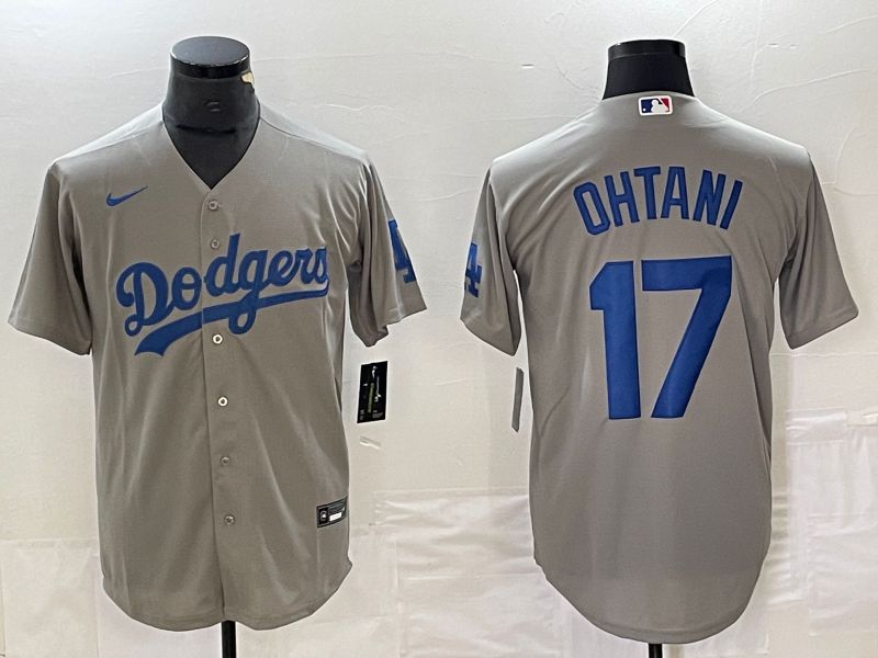 Men Los Angeles Dodgers #17 Ohtani Grey Nike Game MLB Jersey style 3